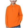 thumbnail image 1 of GXWEA Toddler Shirts Boys Shirts Size 8 Boys' School Uniform Long Sleeve Polo Shirt, Button Closure, Comfortable Fabric A15 SHIRT Orange 12-13 Years, 1 of 5