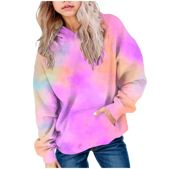 GXWEA Tween Clothes 10-12 Girls Trendy Cute Sweatshirts For Teen Girls Cute Hoodies For Teen Girls Trendy Preppy Hooded Sweatshirts Long Sleeve Shirts Gradient Clothes For Girls Purple 1-2 Years