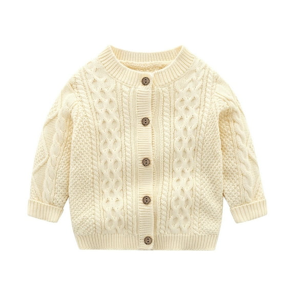 GXWEA Girls White Sweater 9-12 Month Girl Clothes Kids Baby Sweater Cardigan Cable-Knit Spring Coat Long Sleeve Cardigan For Baby Beige 6-9 Months
