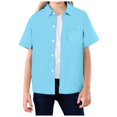 thumbnail image 1 of GXWEA White Dress Shirt Boys Boy Dress Shirt Boys Dress Shirts Button Down Short Sleeve Shirt Kids Summer Casual Shirts With Pockets Sky Blue 11-12 Years, 1 of 3
