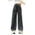 thumbnail image 1 of GXWEA Y2K Jeans Wide Leg Jeans For Girls 6-7 Girls Baggy Jeans Casual Wide Leg Denim Pants Jeans Kids Clothes Size 10-12 Years, 1 of 4