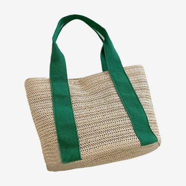 GXXGREAT Bohemian Style Beach Bag Woven With Grass Burlap Tote Bag