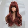 thumbnail image 1 of GXXGREAT Dark Red Wig For Women Red Long Straight Layered Realistic Hair Natural Synthetic Heat Wigs, 1 of 8