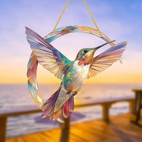 GXXGREAT Hummingbird Suncatcher Colored Acrylic Window Hanging Acrylic Window Hanging Decoration Stained Glass Suncatcher Gift For Female Bird Lovers (1/2/3 Pcs)
