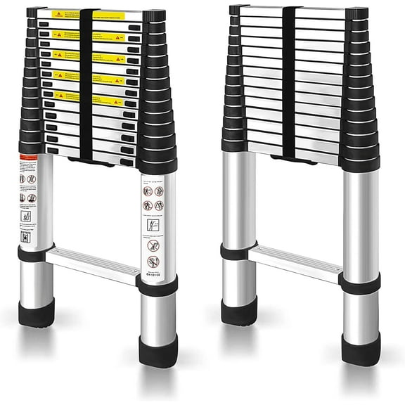 GXYWADY 14.5FT Telescoping Ladder Aluminum Extendable Telescopic Ladder Extendable Compact Loft Ladder for Household and Outdoor Working, 330lb Capacity