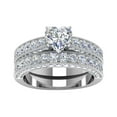 thumbnail image 1 of GY 10kt White Gold Plated Heart cut AAA CZ 2pcs Womens Wedding Ring Sets Bridal Sets, 1 of 7