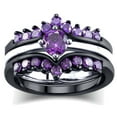 thumbnail image 1 of GY 3pcs Black Gold Plated Purple 1CT CZ Women Wedding Ring Sets for Woman Engagement Ring, 1 of 6
