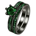 thumbnail image 1 of GYVAIN Black Gold Plated 1CT Green CZ Women Wedding Ring Sets Engagement Ring for Woman, 1 of 7