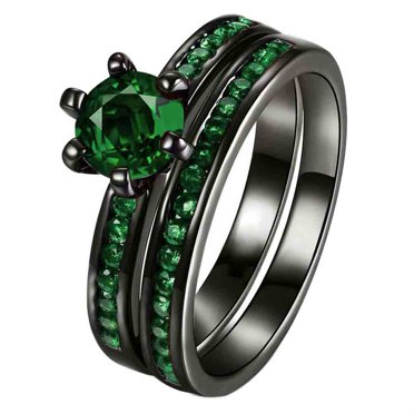 Couple Rings White Gold Plated 925 Sterling Silver Ring Green 1CT Heart Cz Women Wedding Ring 642356