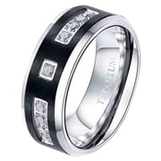 GY Black Gold Plated AAA CZ Matte 8mm Titanium Steel Ring for Men Wedding Band Man Ring
