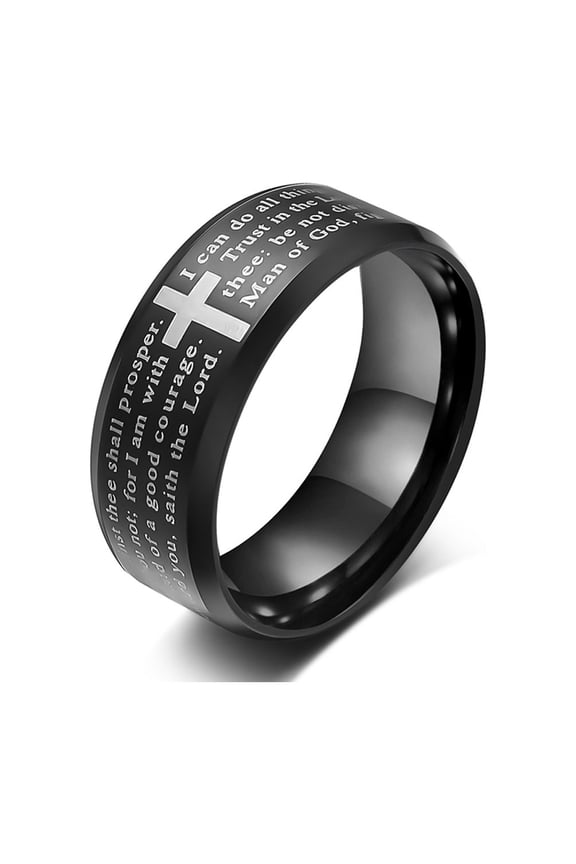Black Gold Plated Bible Ring 8mm Tungsten Carbide Ring for Men Wedding Band Man Ring