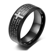 GY Black Gold Plated Bible Ring 8mm Tungsten Carbide Ring for Men Wedding Band Man Ring