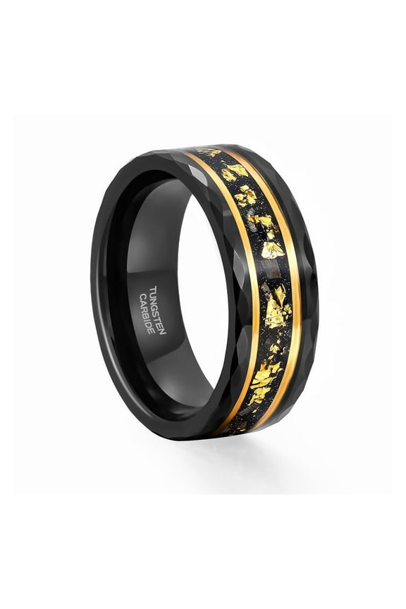 Black Gold Plated Gold Design Ring 8mm Tungsten Carbide Ring for Men Wedding Band Man Ring