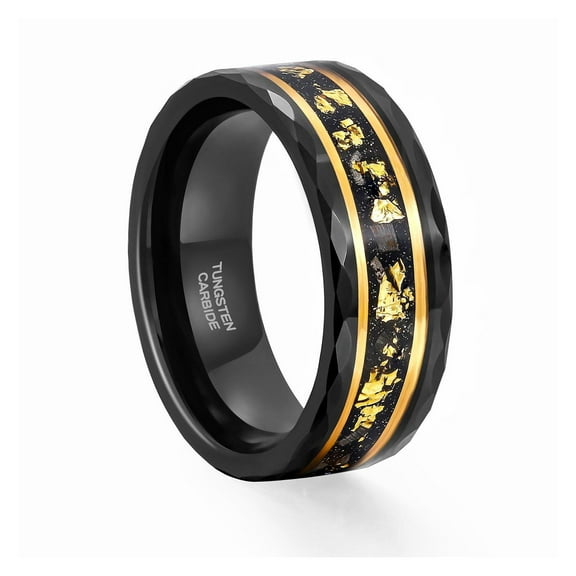 GY Black Gold Plated Gold Design Ring 8mm Tungsten Carbide Ring for Men Wedding Band Man Ring