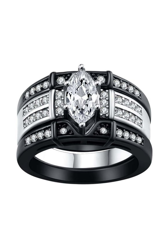 Black Gold Plated Marquise cut 1CT CZ Women Wedding Ring Sets 3pcs Engagement Ring for Woman