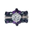 thumbnail image 1 of GY Black Gold Plated Purple 1CT CZ Women Wedding Ring Sets 3pcs Engagement Ring for Woman, 1 of 6