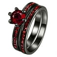 thumbnail image 1 of GYVAIN Black Gold Plated Red 1CT CZ Women Wedding Ring Sets Engagement Ring for Woman, 1 of 6