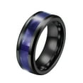 thumbnail image 1 of GY Black and Purple Ring Titanium Steel Mens Ring Men Wedding Band, 1 of 7