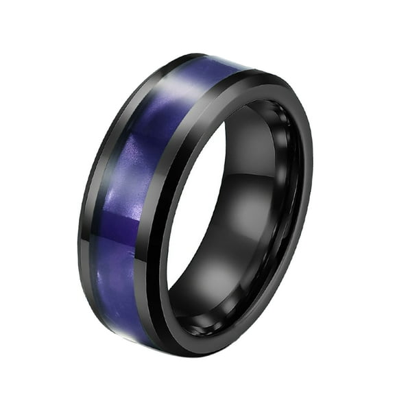 GY Black and Purple Ring Titanium Steel Mens Ring Men Wedding Band