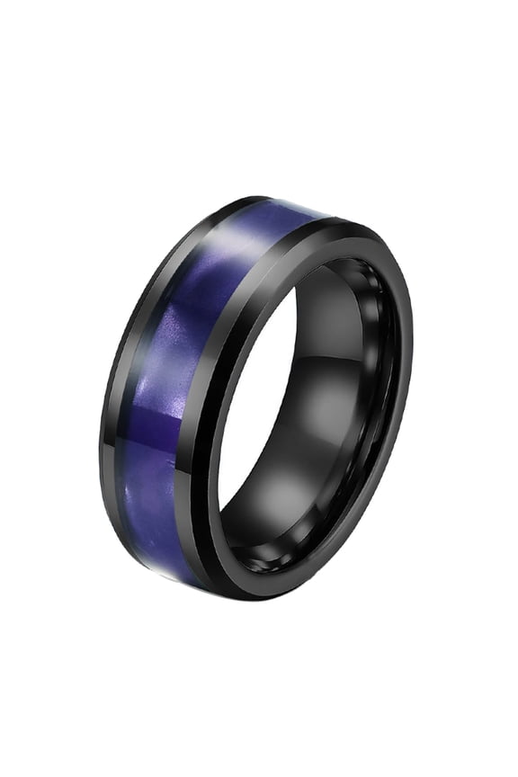 Black and Purple Ring Titanium Steel Mens Ring Men Wedding Band