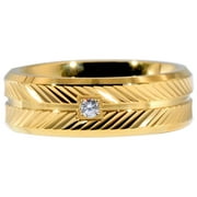 GY Jewelry Feather design Yellow Gold Plated CZ Titanium Steel Mens Ring Men Wedding Band Man Ring
