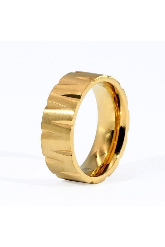 Jewelry Matte Yellow Gold Plated Titanium Steel Mens Ring Men Wedding Band Man Ring