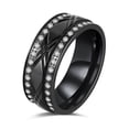 thumbnail image 1 of GY Jewelry X pattern Black Plated AAA CZ Titanium Steel Mens Ring Men Wedding Band Man Ring, 1 of 7
