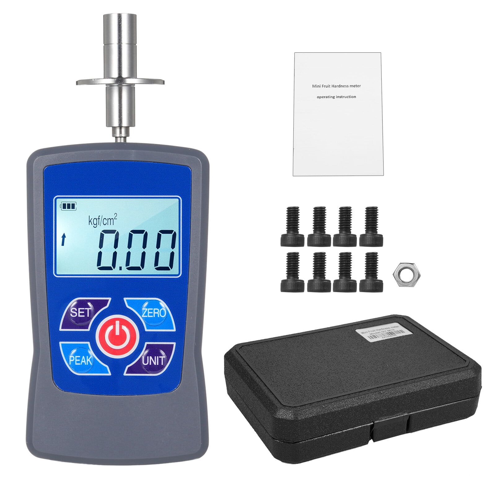 GY-M15 Digital Fruit Hardness Tester Meter Mini Fruit Penetrometer Durometer with Range 0.2 to 15 Kgf/cm (x10^5 Pa) Load Division Value 0. 01Kgf/cm Pressure Head Diameter 11.1mm for Fruits