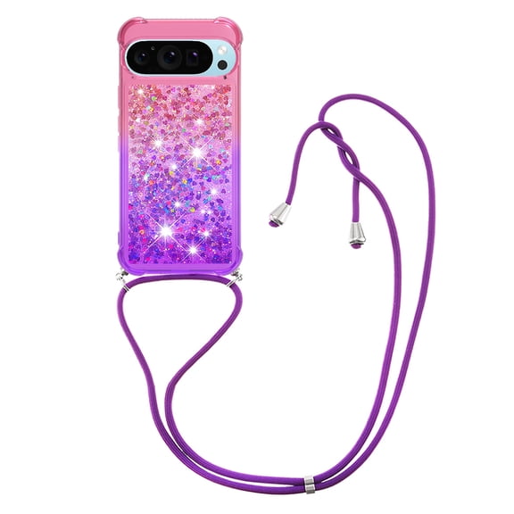 GY-MCKK for Google Pixel 10-Pixel 10 Pro Case Girls Women Cute Glitter Soft TPU Phone Case with Strap Lanyard Shockproof Protective Cover-B2