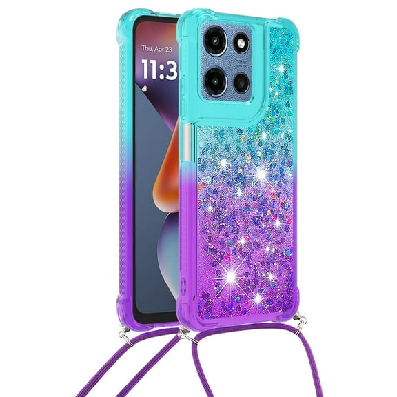 GY-MCKK for MOTO G 5G 2025 Case Girls Women Cute Glitter Soft TPU Phone Case with Strap Lanyard Shockproof Protective Cover-B1