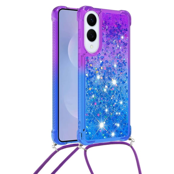 GY-MCKK for Samsung Galaxy S25 Edge Case Girls Women Cute Glitter Soft TPU Phone Case with Strap Lanyard Shockproof Protective Cover-B4