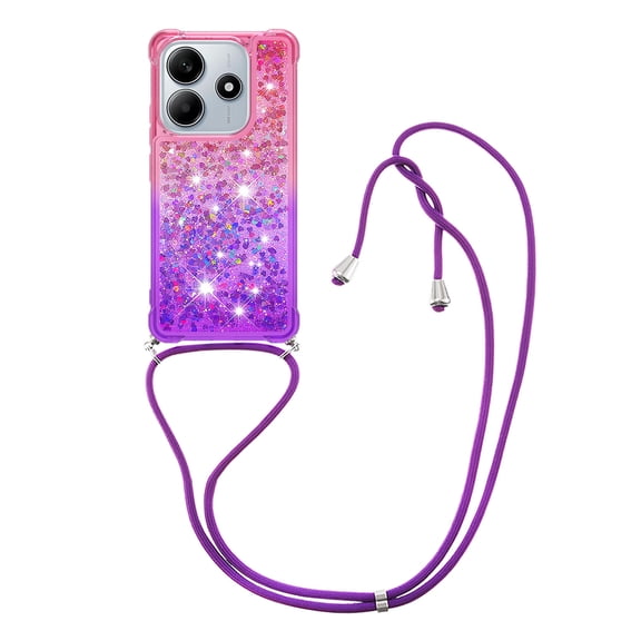 GY-MCKK for Xiaomi Redmi Note 14 4G 164 Case Girls Women Cute Glitter Soft TPU Phone Case with Strap Lanyard Shockproof Protective Cover-B2