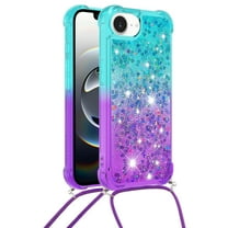 GY-MCKK for iPhone 16E/SE 2025 Case Girls Women Cute Glitter Soft TPU Phone Case with Strap Lanyard Shockproof Protective Cover-B1