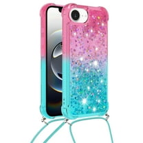 GY-MCKK for iPhone 16E/SE 2025 Case Girls Women Cute Glitter Soft TPU Phone Case with Strap Lanyard Shockproof Protective Cover-B3