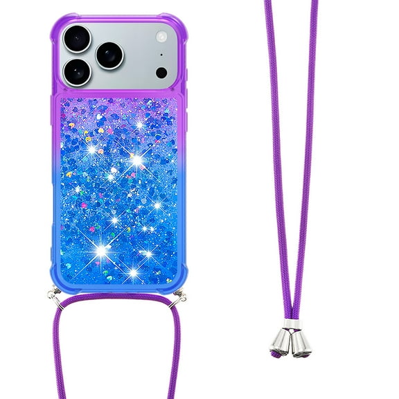 GY-MCKK for iPhone 17 Pro Max Case Girls Women Cute Glitter Soft TPU Phone Case with Strap Lanyard Shockproof Protective Cover-B4