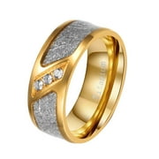 GY Rime pattern Yellow Gold Plated Titanium Steel Mens Ring Men Wedding Band AAA CZ Man Ring