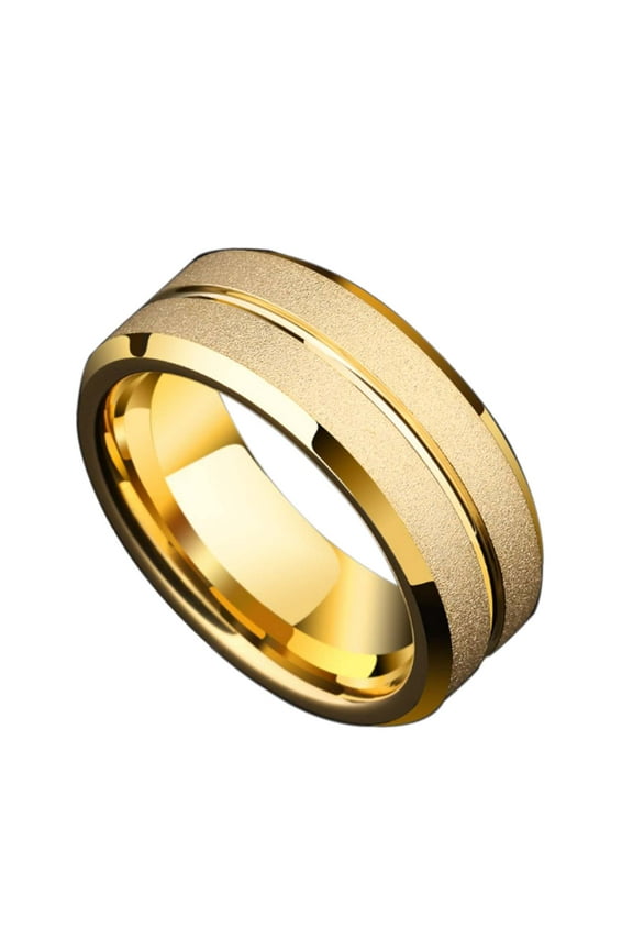 Starlight Yellow Gold Plated Ring 8mm Tungsten Carbide Ring for Men Wedding Band Man Ring