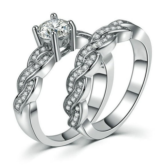GY Wedding Ring Sets for Women 1ct aaa Cz White Gold Plated Engagement Ring Sets
