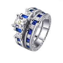 GY White Gold Plated Three-stone Princess cut AAA CZ Womens Wedding Ring Sets Bridal Sets