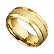 GY Yellow Gold Plated 8mm Titanium Steel Ring for Men Wedding Band Man Ring