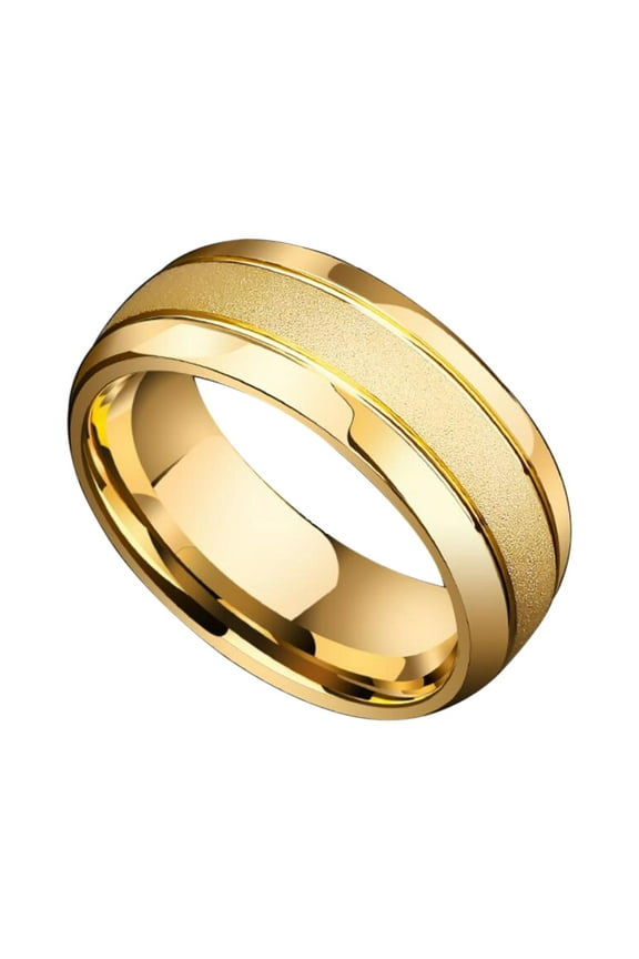 Yellow Gold Plated 8mm Titanium Steel Ring for Men Wedding Band Man Ring