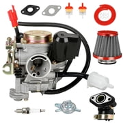 GY6 50cc Carburetor with Intake Manifold for Tao tao Jonway Roketa Baja 50cc 49cc ATM50 Pony VIP Scooter Chinese 4-Stroke Engine Moped, PD18J 139QMA 139QMB Carb for CY50 Thunder Lance Parts