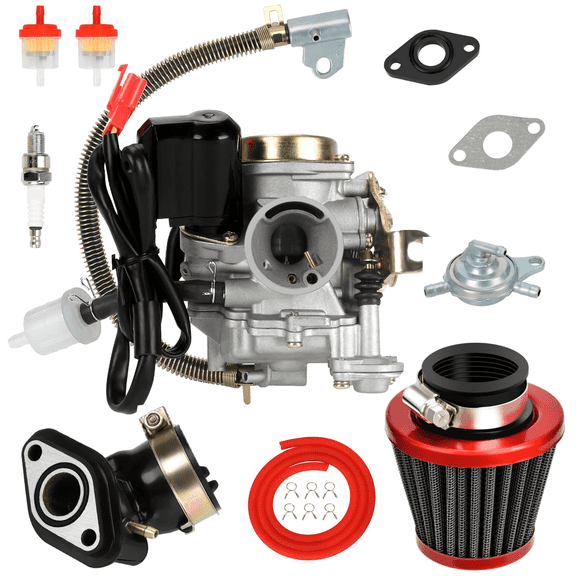 GY6 50cc Carburetor PD18J Carb Kit Compatible with Tao tao 49cc 50 ATM50 Pony VIP Most Chinese Scooter Moped 139QMB 4-Stroke Engine Roketa Jonway ATV Go Kart Parts with Fuel Line