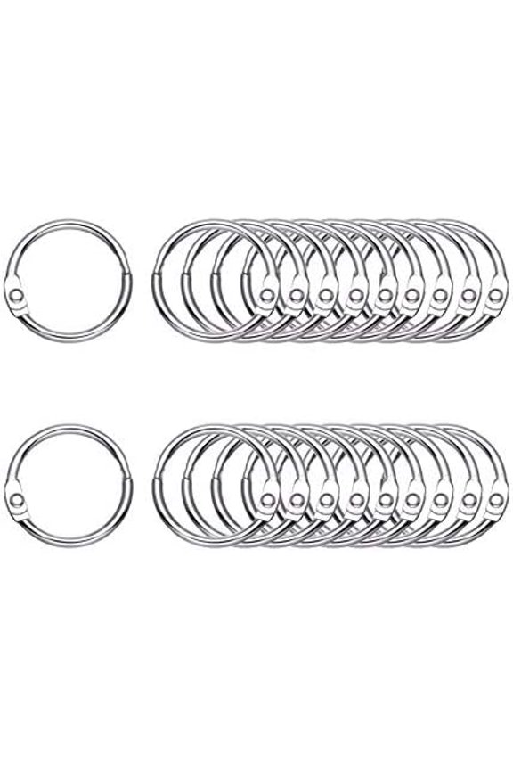100Pcs Loose Leaf Binder Rings, 0.75" Diameter, Nickel Plated Metal Book Paper Rings Clips Keychain Keyrings for Index Cards, Flashcards, Notebooks, Photos, Scrapbooks, Home Office Supplies