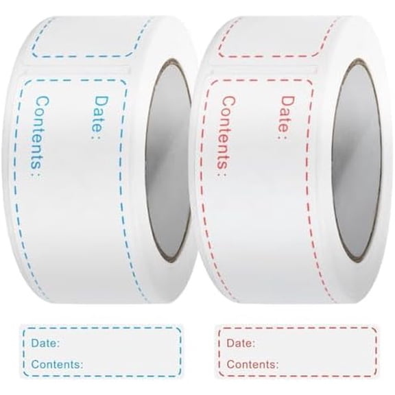 GYA 300 Pcs Freezer Labels 2 Colors (Red & Blue), 1x3 Inch Food Date Labels Stickers, Color-Coded Kitchen Labels for Containers, Waterproof, No Residue, Easy Peel for Meal Prep Labels, Jars, Bags