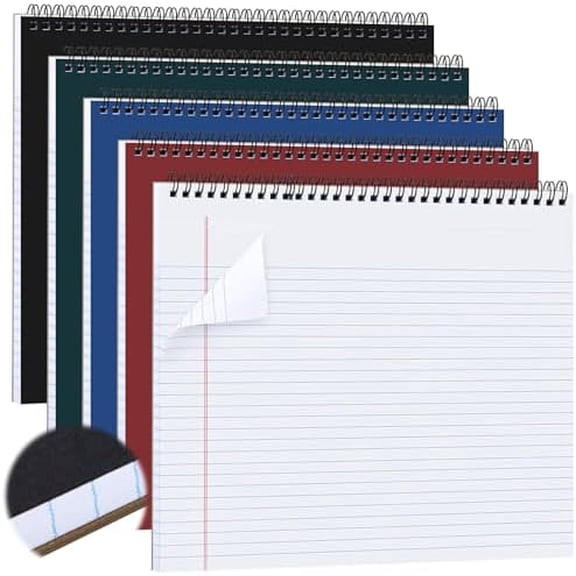 GYA 4 Pack Landscape Notebook Top Spiral Bound 11 x 9.5 Inch College Ruled Legal Pads 50 Sheets Each Hole Punched Multicolor Covers White Paper for Office School Project Notes