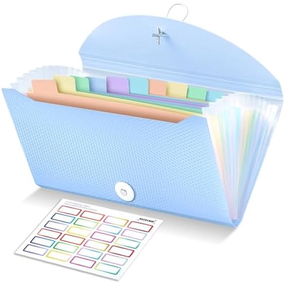 GYA Receipt Coupon Organizer, 13 Pockets Small Accordion File Organizer with Labels for Receipt Cards, Bill Business, Coupons Storage, 10.2X 5.1 Inches