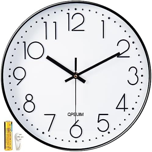 GYA Wall Clock 12 Inch Wall Clocks Non-Ticking Battery Operated with Stereoscopic Dial Ultra-Quiet Movement Quartz for Office Classroom School Home Living Room Bedroom Kitchen