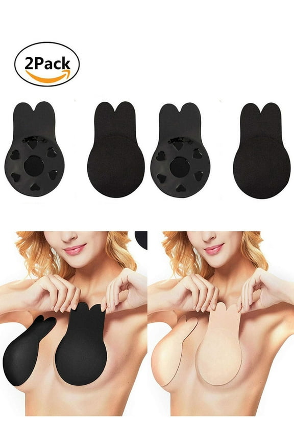 2 Pair Rabbit Ear Self Adhesive Invisible Bra Breast Lifting Push Up Strapless Backless Nipple Covers for Wedding Party