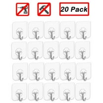 DISEN Adhesive Hooks Kitchen Wall Hooks- 20 Packs,Nail Free Sticky Hangers with Stainless Hooks Reusable Utility Towel Bath Ceiling Hooks (Adhesive Hooks)